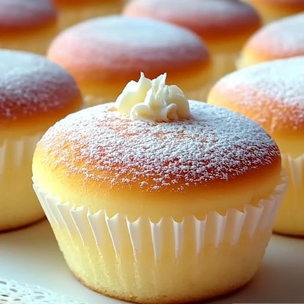 Flauschige japanische Baumwoll-Käsekuchen-Cupcakes