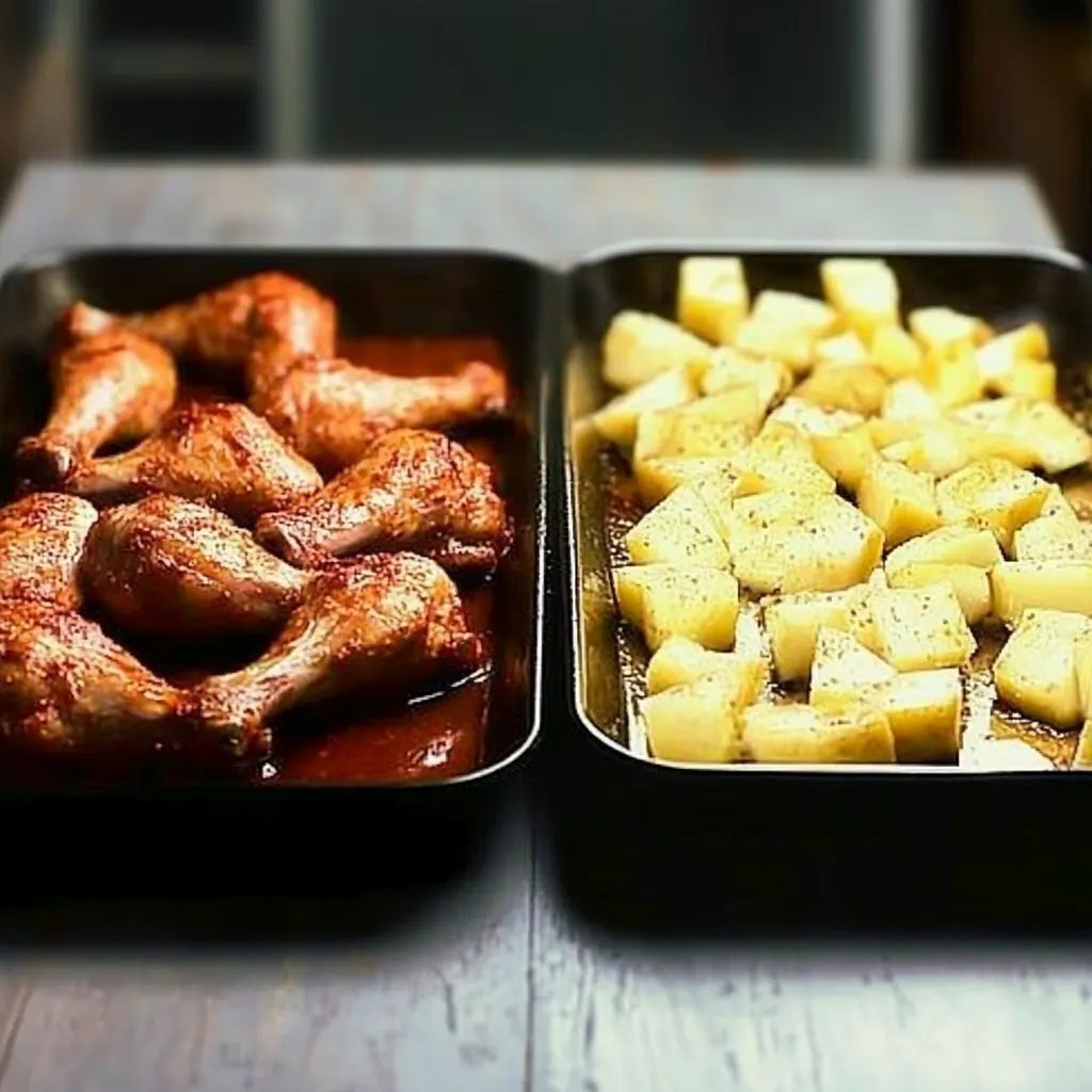 Hähnchen- und Kartoffelplatte