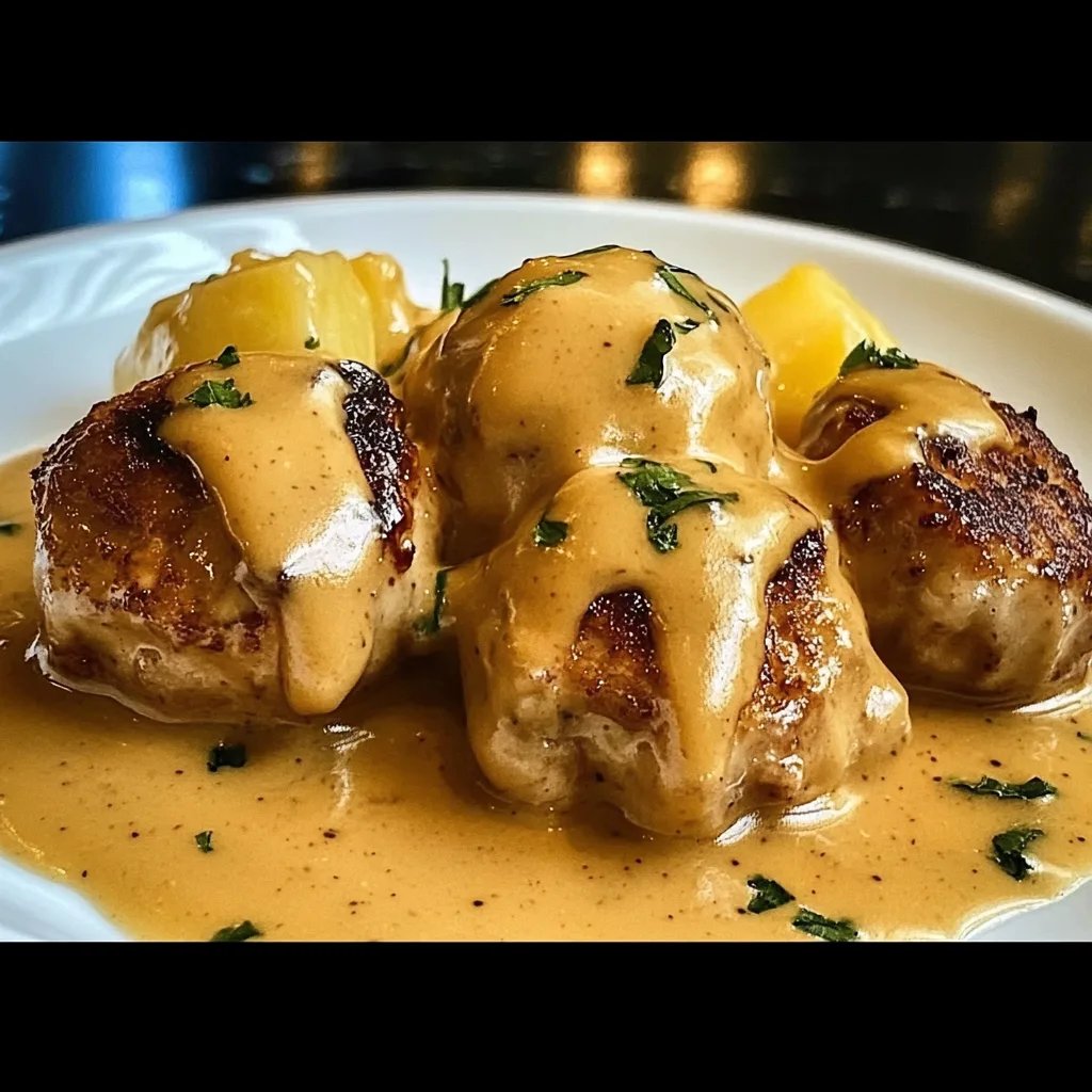 Hackbällchen in cremiger Sauce mit Kartoffelpüree