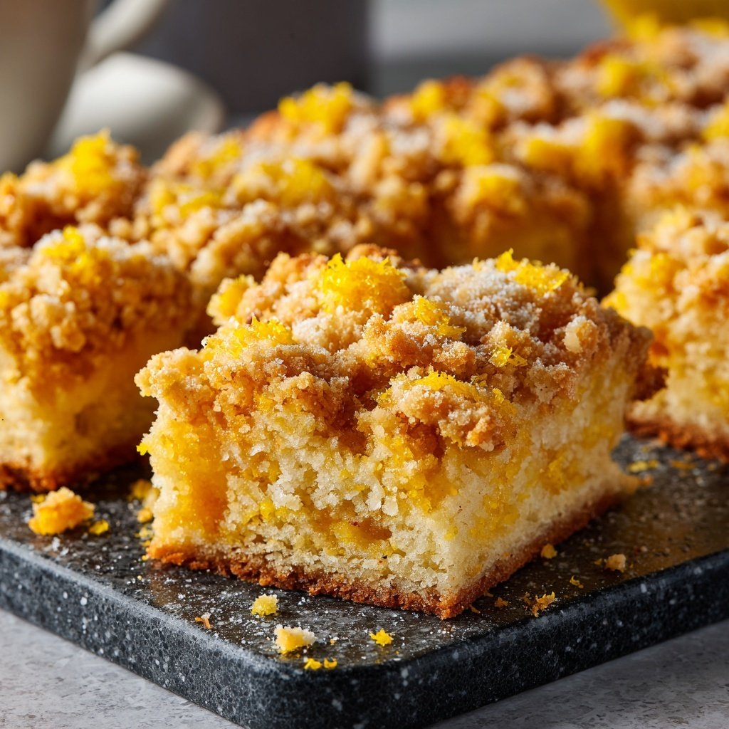 Blechkuchen mit Zitronenstreuseln