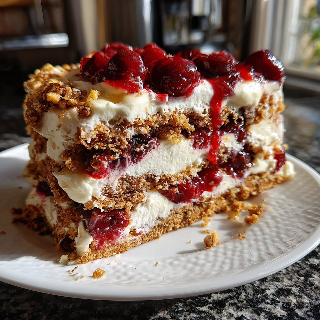 Blechkuchen mit Kirschen und Creme
