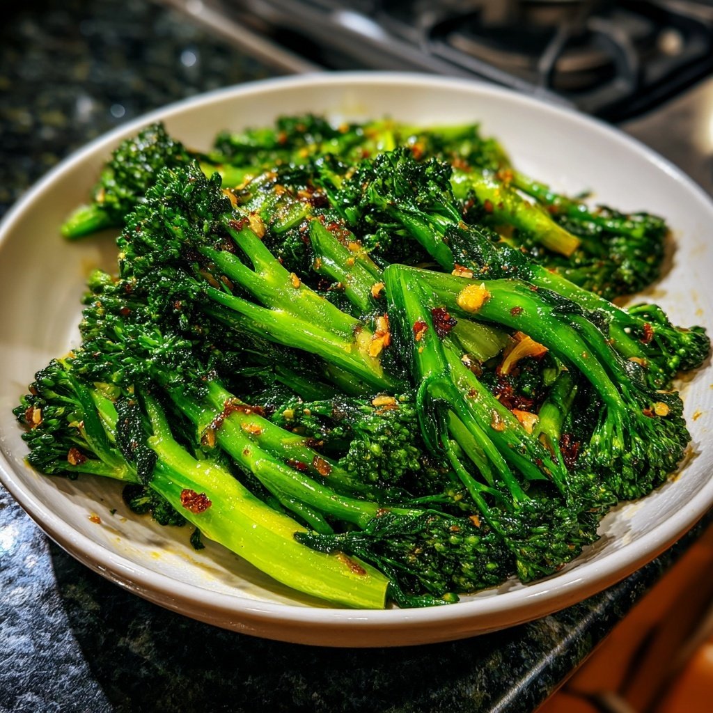 Brokkoli Pfanne Mit Knoblauch Öl