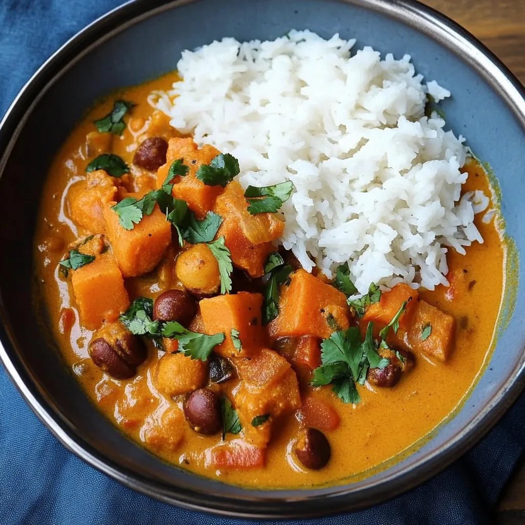 Kürbiscurry mit Kokosmilch und gerösteten Kichererbsen