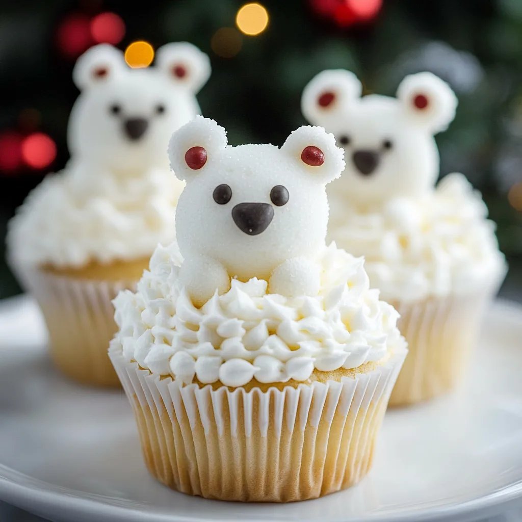 Christmas Polar White Bear Cupcakes