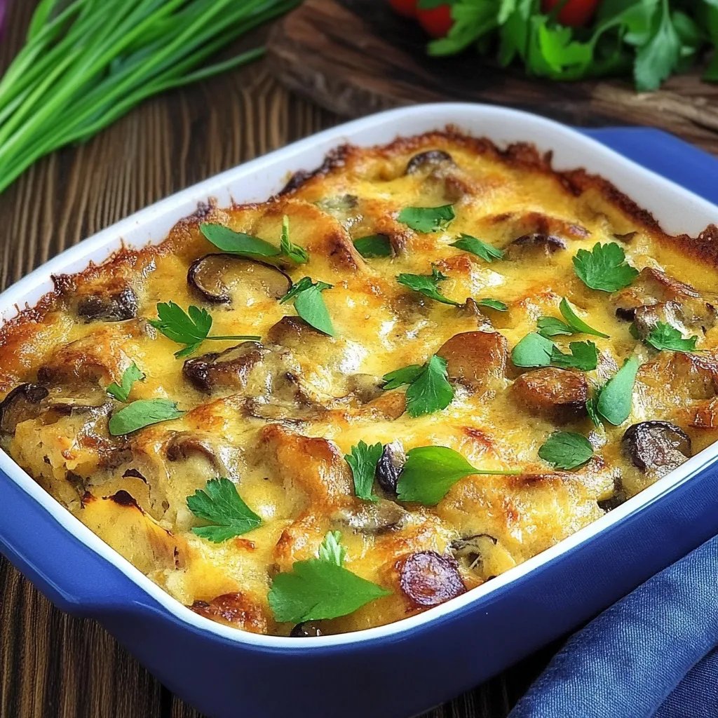 Schnitzel-Gratin mit Curry und Champignons