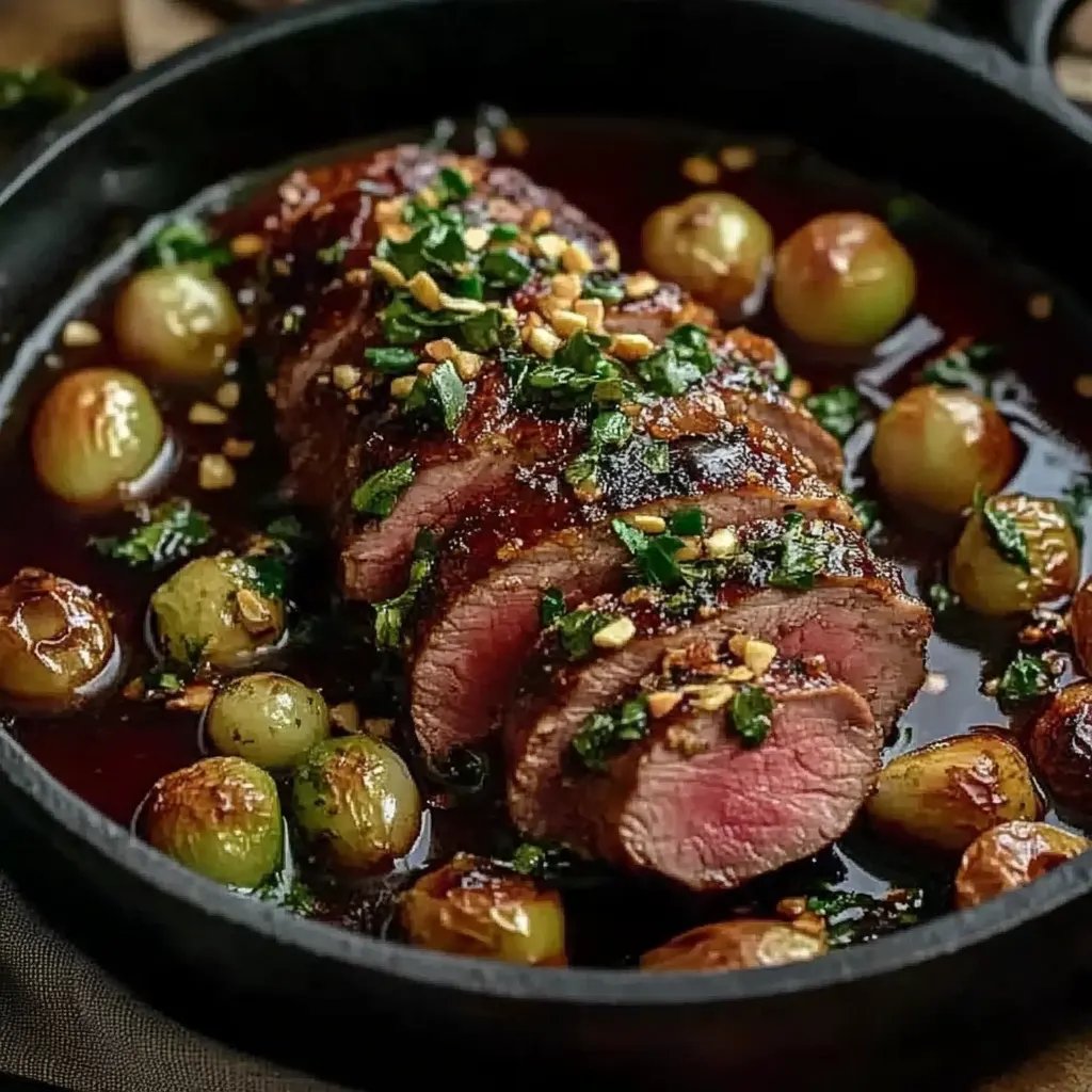 Entenbrust in Rotweinsauce mit Rosenkohl