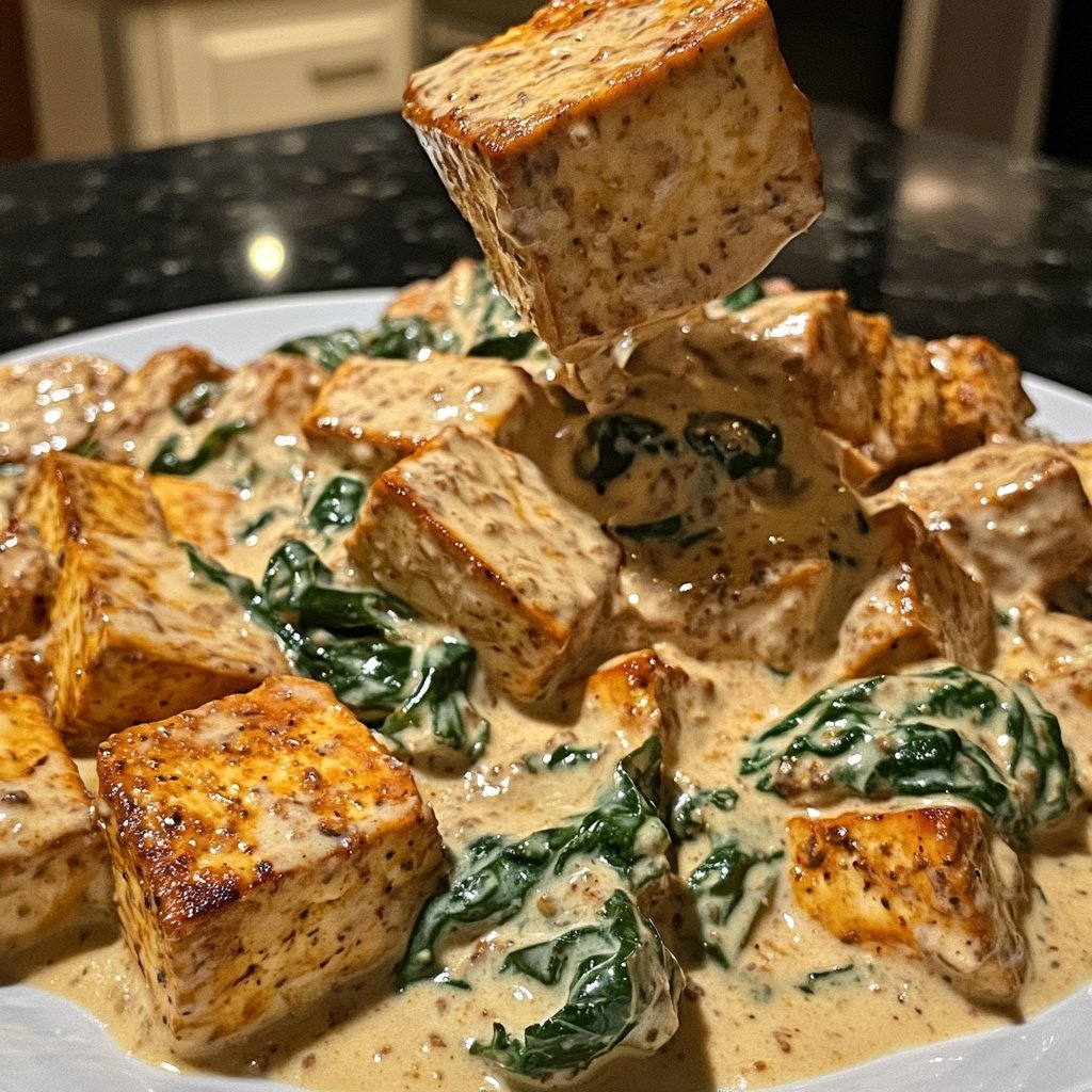 Veganer Sahne-Wirsing mit würzigem Tofu