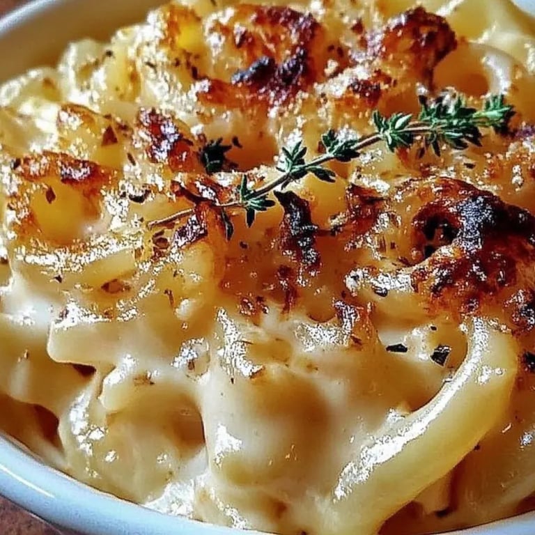 Französische Zwiebelmakkaroni mit Käse